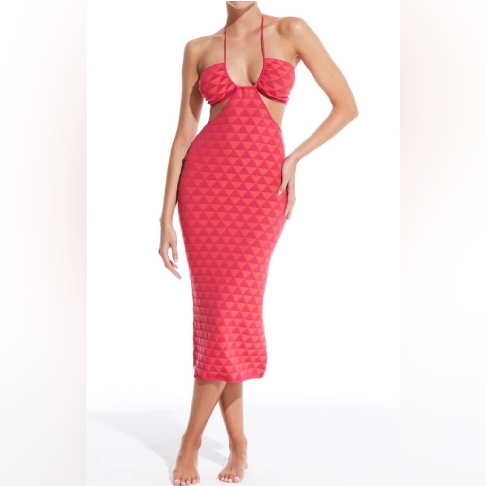 The Kiana Midi Dress in Texture Geo